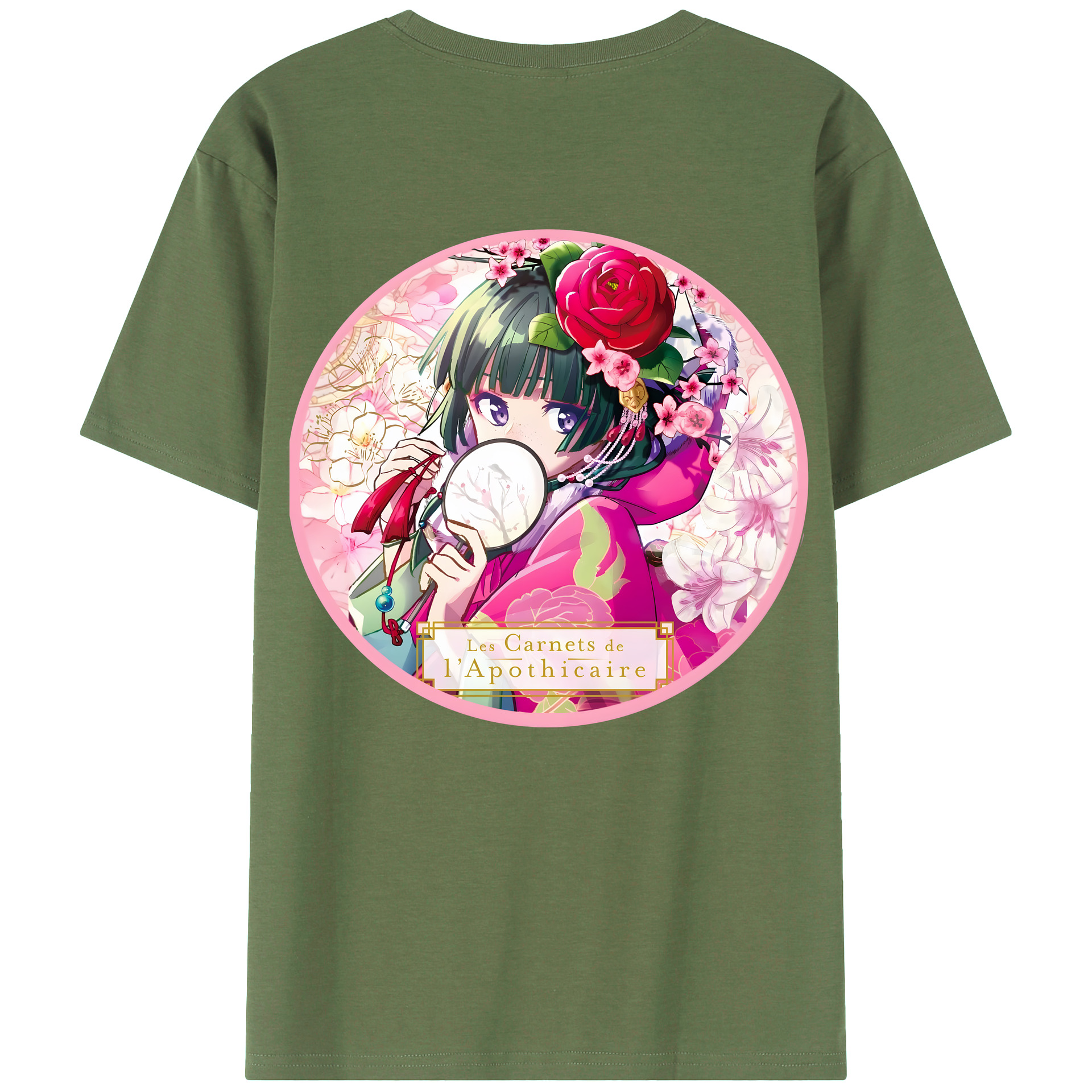 （画像用） 薬屋のひとりごと The Apothecary Diaries 綿100％ メンズ半袖Tシャツ（バックプリント） 通気性